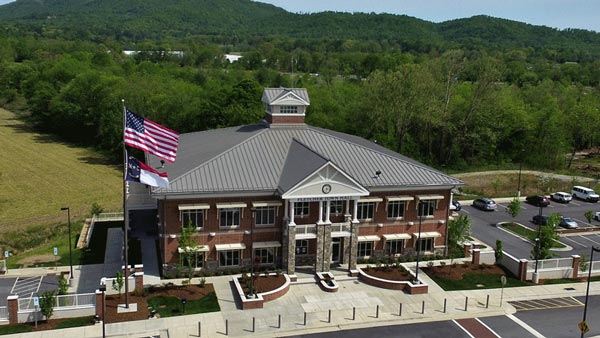 Commercial roof installed by Benton Roofing on town hall in Fletcher, NC
