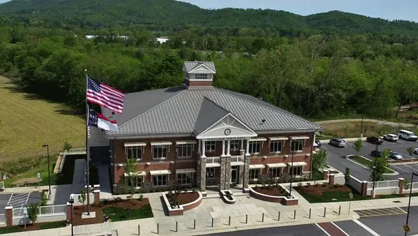 Commercial roof installed by Benton Roofing on town hall in Fletcher, NC