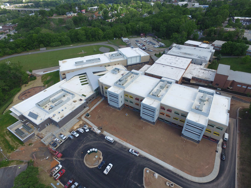 New Commercial roof installation on Asheville Middle School