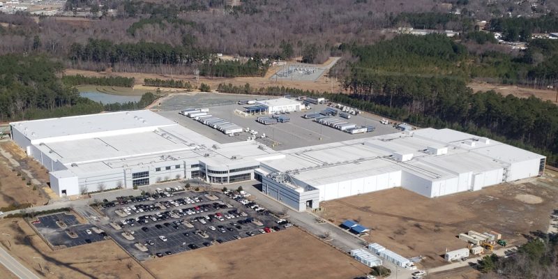 Commercial roof installation on Sysco building in Selma NC by commercial roofing contractor Benton Roofing