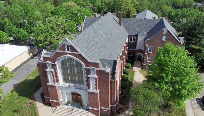 Asphalt shingle roof on on church in North Carolina